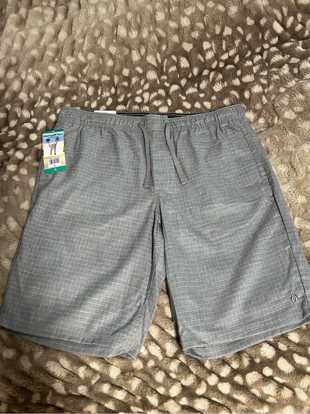 Hang Ten Men's Gray Patterned Drawstring Hybrid Shorts